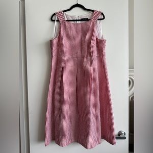 Red gingham midi dress